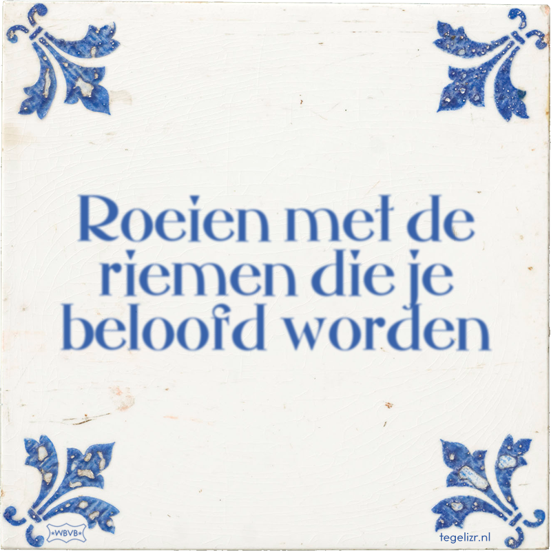 Roeien met de riemen die je beloofd worden - Online tegeltjes bakken