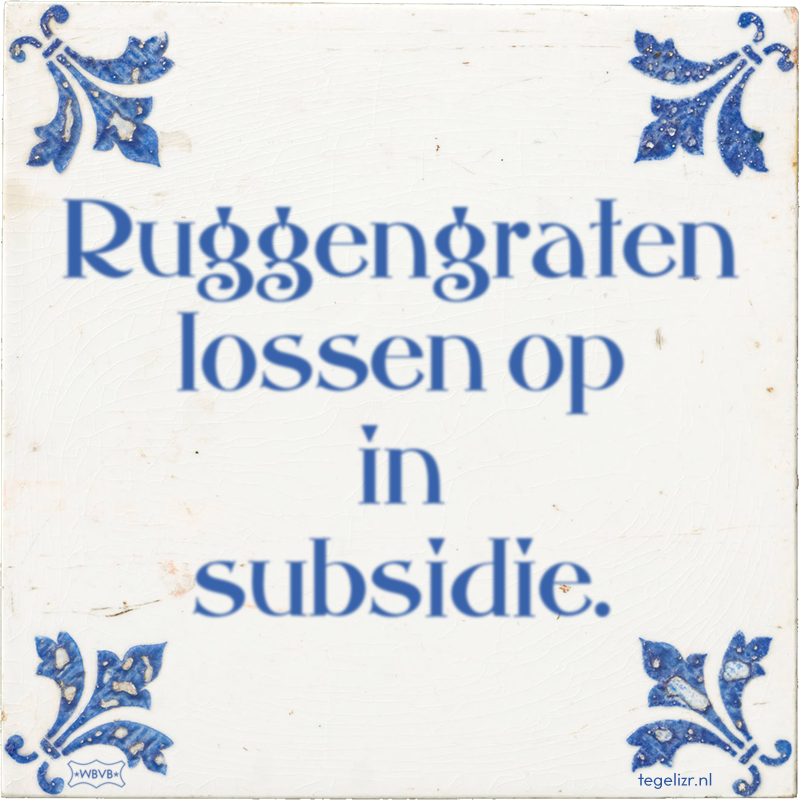 Ruggengraten lossen op in subsidie. - Online tegeltjes bakken