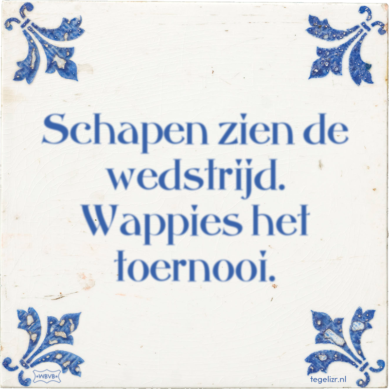 Schapen zien de wedstrijd. Wappies het toernooi. - Online tegeltjes bakken