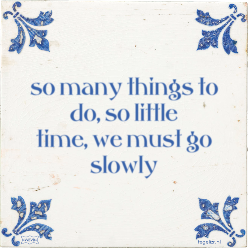 so many things to do, so little time, we must go slowly - Online tegeltjes bakken