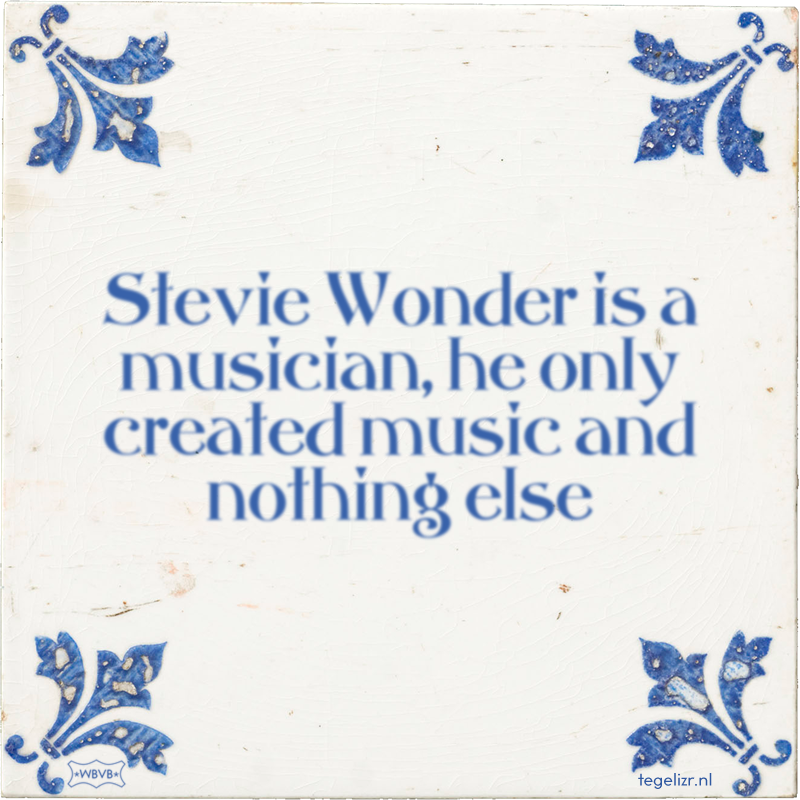 Stevie Wonder is a musician, he only created music and nothing else - Online tegeltjes bakken