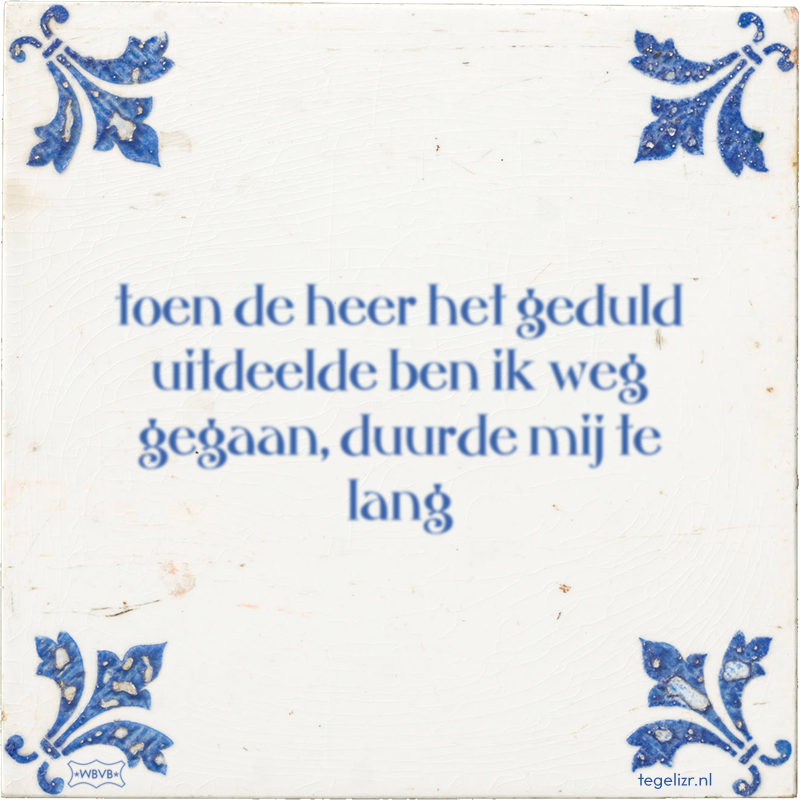 toen de heer het geduld uitdeelde ben ik weg gegaan, duurde mij te lang - Online tegeltjes bakken