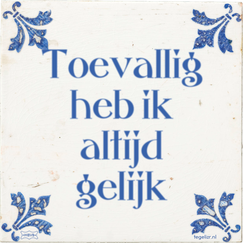 Toevallig heb ik altijd gelijk - Online tegeltjes bakken