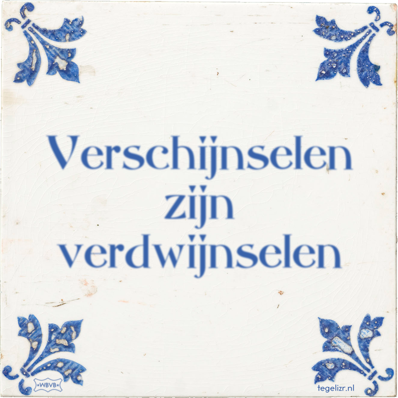 Verschijnselen zijn verdwijnselen - Online tegeltjes bakken