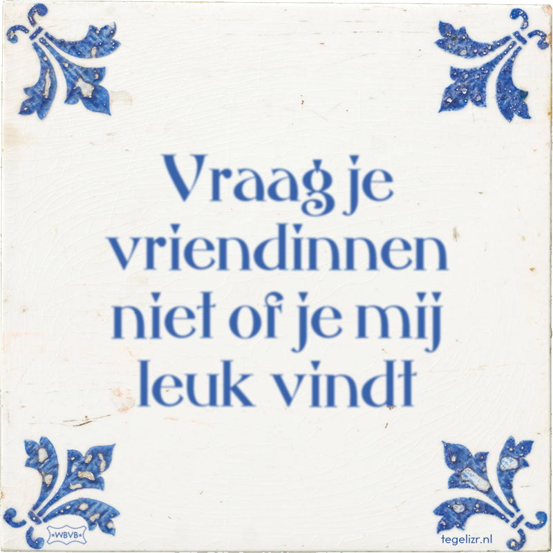 Vraag je vriendinnen niet of je mij leuk vindt - Online tegeltjes bakken