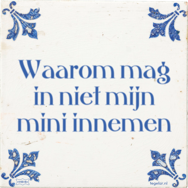 Waarom mag in niet mijn mini innemen - Online tegeltjes bakken