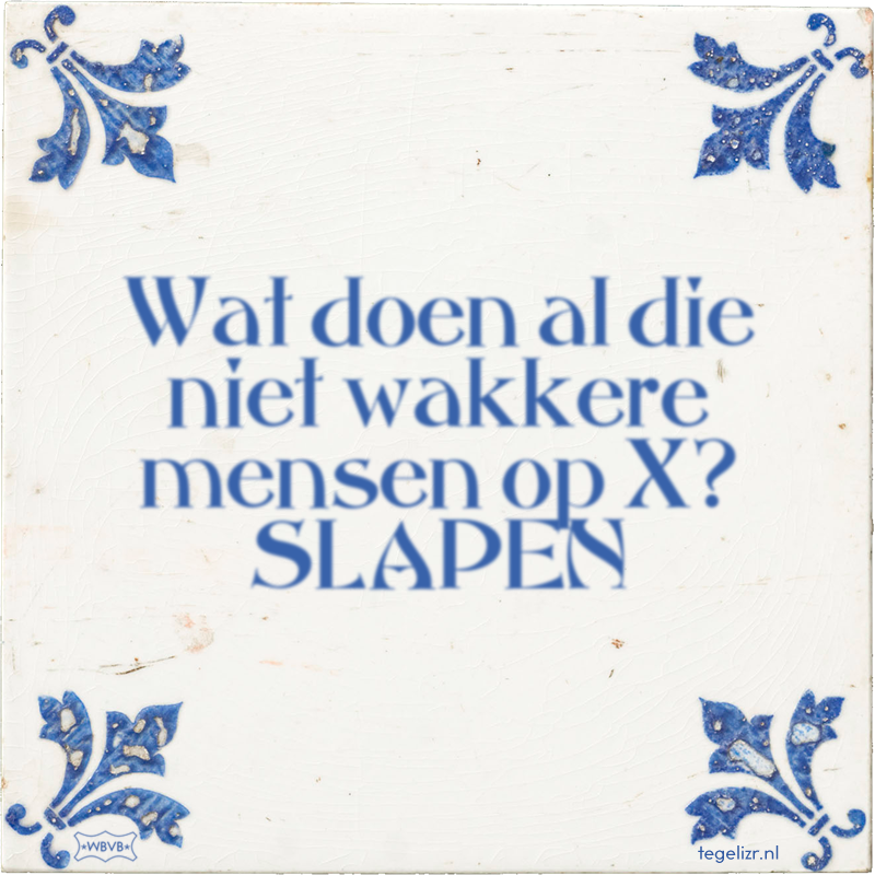Wat doen al die niet wakkere mensen op X? SLAPEN - Online tegeltjes bakken