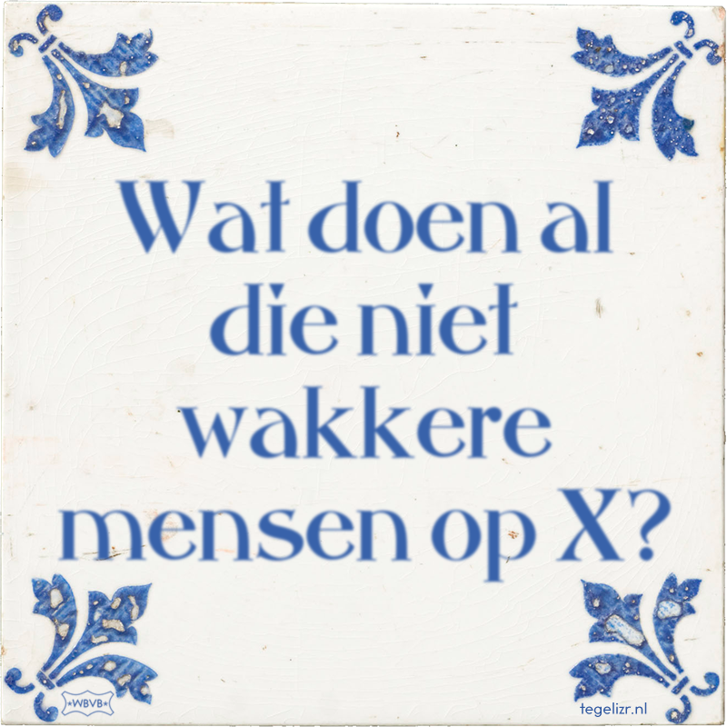 Wat doen al die niet wakkere mensen op X? - Online tegeltjes bakken