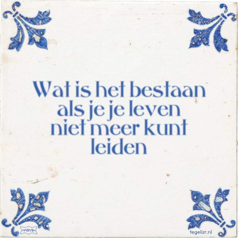 Wat is het bestaan als je je leven niet meer kunt leiden - Online tegeltjes bakken