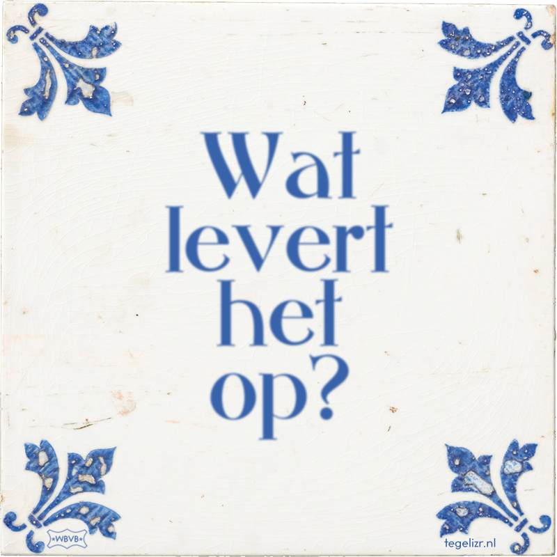 Wat levert het op? - Online tegeltjes bakken