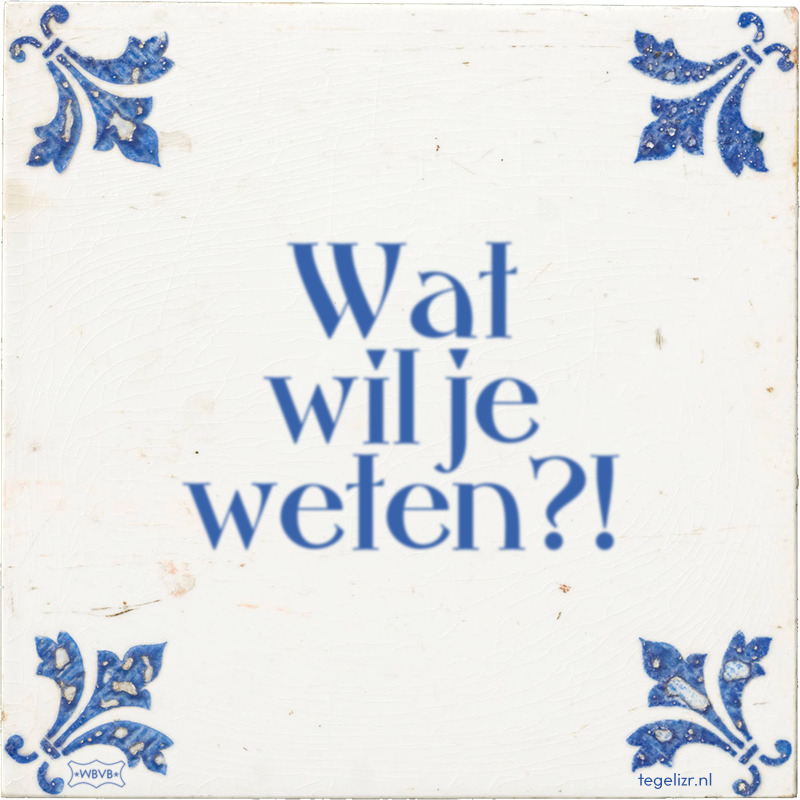 Wat wil je weten?! - Online tegeltjes bakken