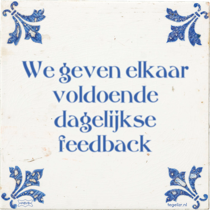 We geven elkaar voldoende dagelijkse feedback - Online tegeltjes bakken