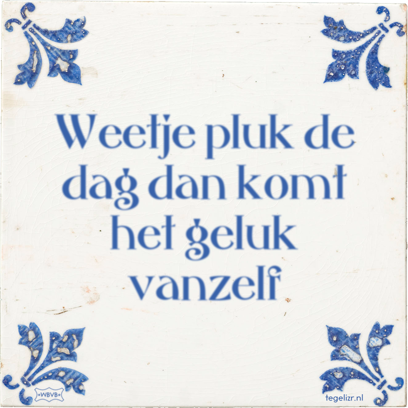 Weetje pluk de dag dan komt het geluk vanzelf - Online tegeltjes bakken