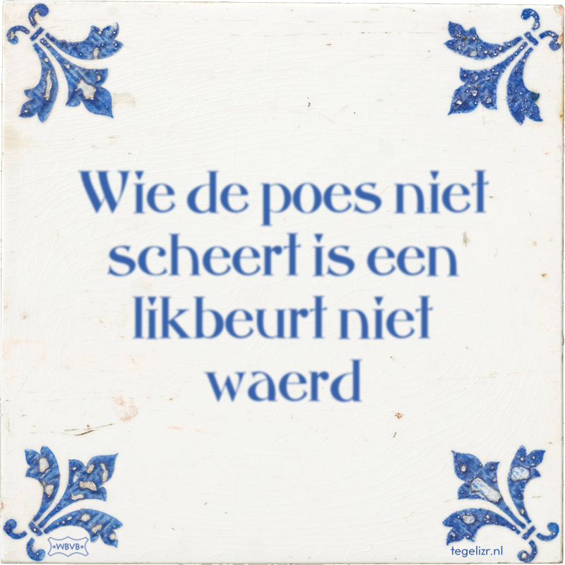 Wie de poes niet scheert is een likbeurt niet waerd - Online tegeltjes bakken