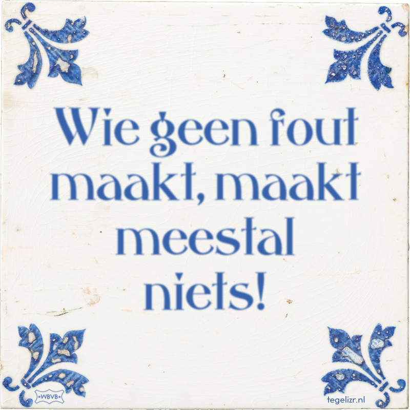 Wie geen fout maakt, maakt meestal niets! - Online tegeltjes bakken