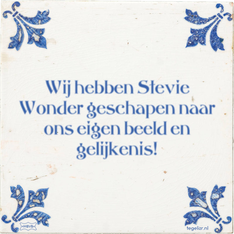 Wij hebben Stevie Wonder geschapen naar ons eigen beeld en gelijkenis! - Online tegeltjes bakken