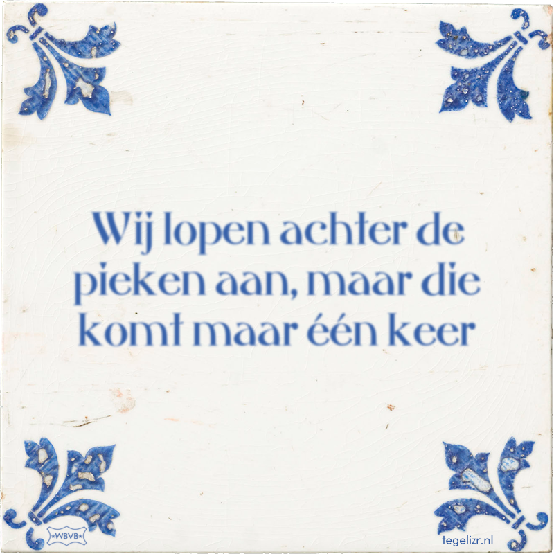 Wij lopen achter de pieken aan, maar die komt maar één keer - Online tegeltjes bakken