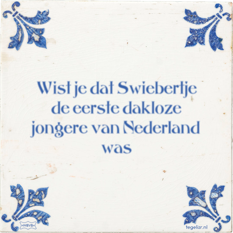 Wist je dat Swiebertje de eerste dakloze jongere van Nederland was - Online tegeltjes bakken