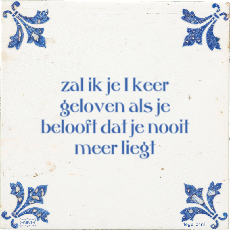 zal ik je 1 keer geloven als je belooft dat je nooit meer liegt - Online tegeltjes bakken