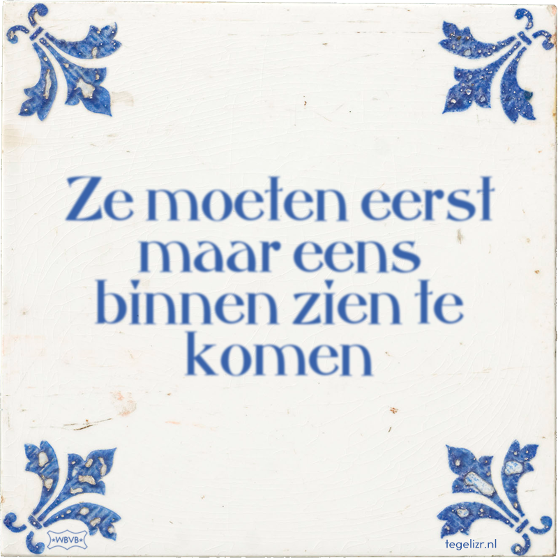 Ze moeten eerst maar eens binnen zien te komen - Online tegeltjes bakken