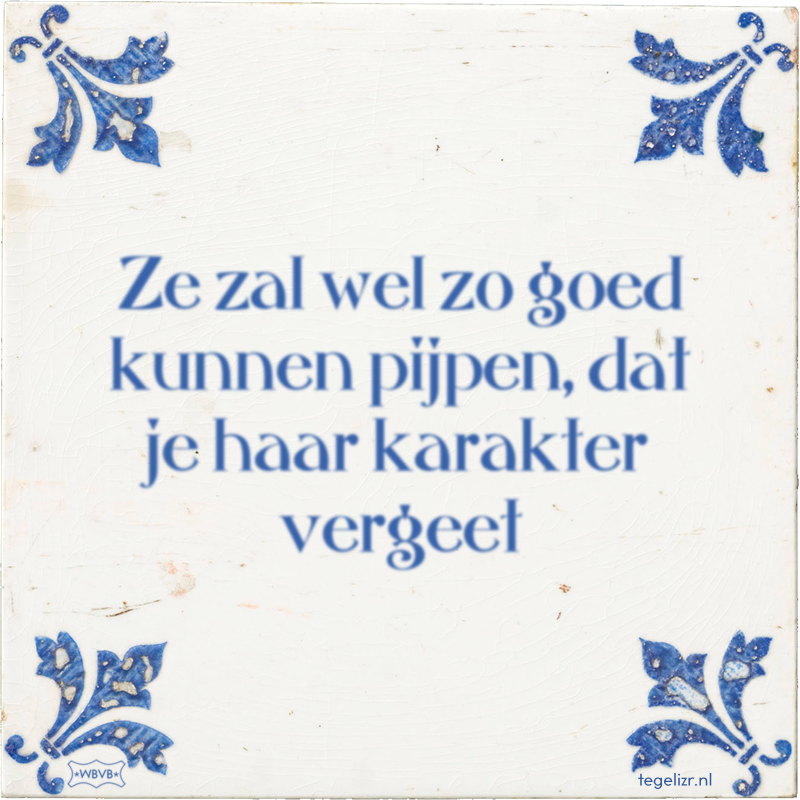 Ze zal wel zo goed kunnen pijpen, dat je haar karakter vergeet - Online tegeltjes bakken