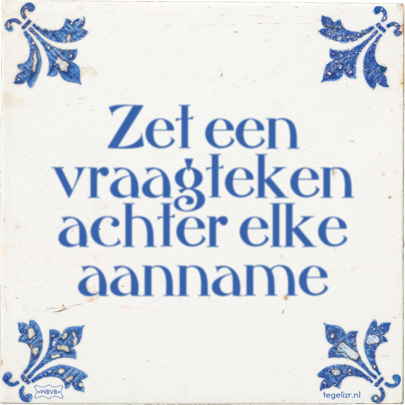 Zet een vraagteken achter elke aanname - Online tegeltjes bakken