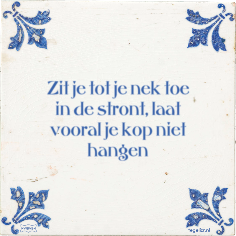 Zit je tot je nek toe in de stront, laat vooral je kop niet hangen - Online tegeltjes bakken
