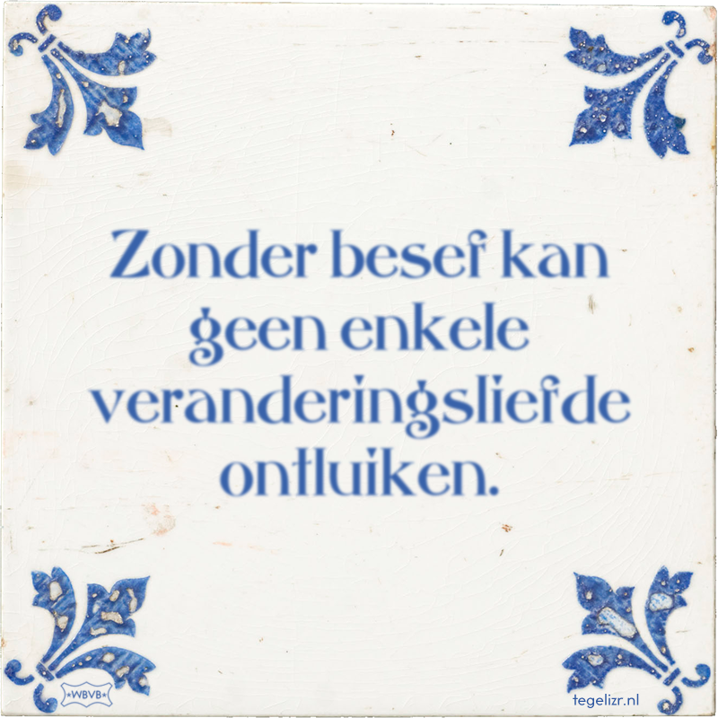 Zonder besef kan geen enkele veranderingsliefde ontluiken. - Online tegeltjes bakken