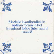 Mariella is authentiek in optima forma in het kwadraat tot de 6de macht maal 8 - 8 keer bekeken