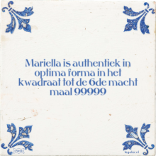 Mariella is authentiek in optima forma in het kwadraat tot de 6de macht maal 99999 - 6 keer bekeken