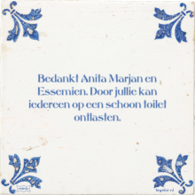 Bedankt Anita Marjan en Essemien. Door jullie kan iedereen op een schoon toilet ontlasten. - 8 keer bekeken