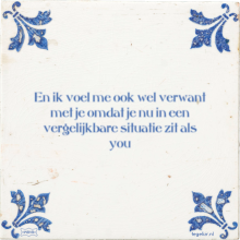 En ik voel me ook wel verwant met je omdat je nu in een vergelijkbare situatie zit als you - 1 keer bekeken