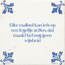 Elke malloot kan iets op een tegeltje zetten, dat maakt het nog geen wijsheid - 14 keer bekeken