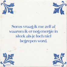 Soms vraag ik me zelf af waarom ik er nog energie in steek als je toch niet begrepen word. - 13 keer bekeken