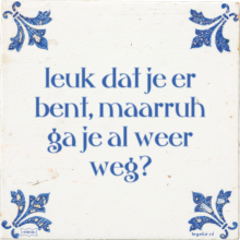 leuk dat je er bent, maarruh ga je al weer weg? - 1 keer bekeken
