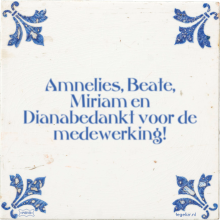 Amnelies, Beate, Miriam en Dianabedankt voor de medewerking! - 2 keer bekeken