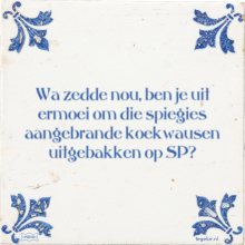Wa zedde nou, ben je uit ermoei om die spiegies aangebrande koekwausen uitgebakken op SP? - 1 keer bekeken