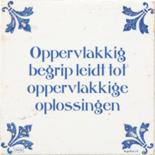 Oppervlakkig begrip leidt tot oppervlakkige oplossingen - 27 keer bekeken