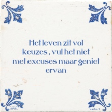 Het leven zit vol keuzes , vul het niet met excuses maar geniet ervan - 1 keer bekeken