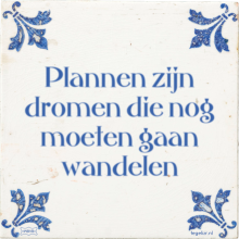Plannen zijn dromen die nog moeten gaan wandelen - 33 keer bekeken